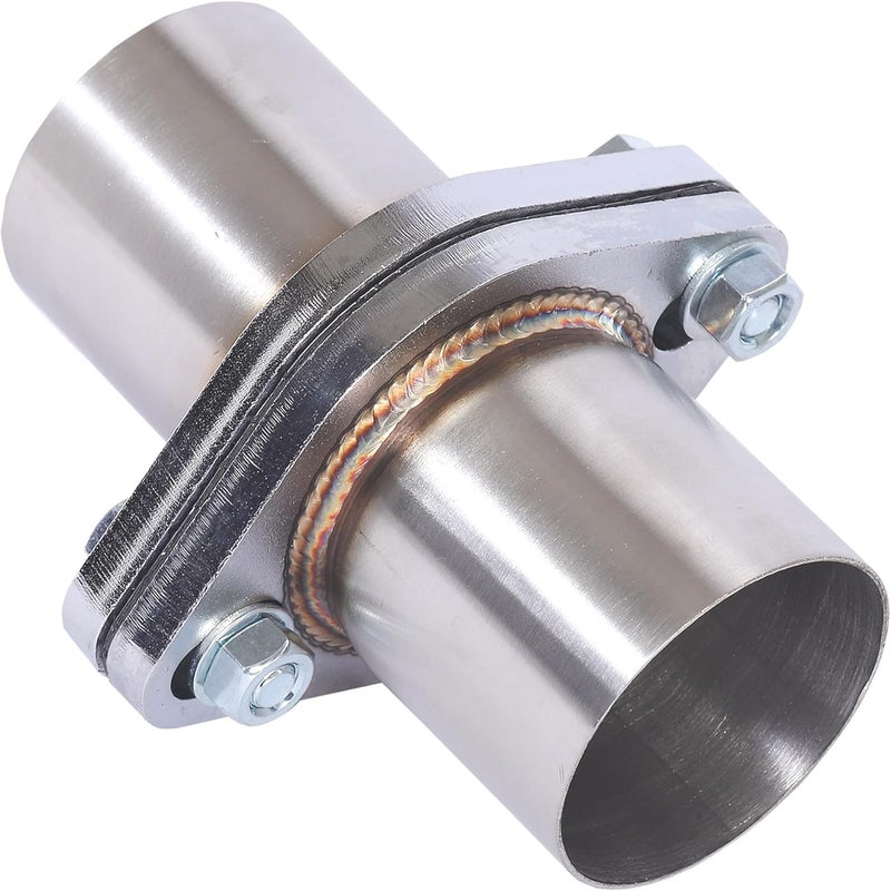 Simnliras Exhaust Flange Repair Pipe Kit, 45mm/1.8 Inch ID to 1.8 Inch OD 2 Bolts Stainless Steel Quick Fix Exhaust Flange Pipe with Gasket/Bolt & Hardware Universal Fitment - Image 1